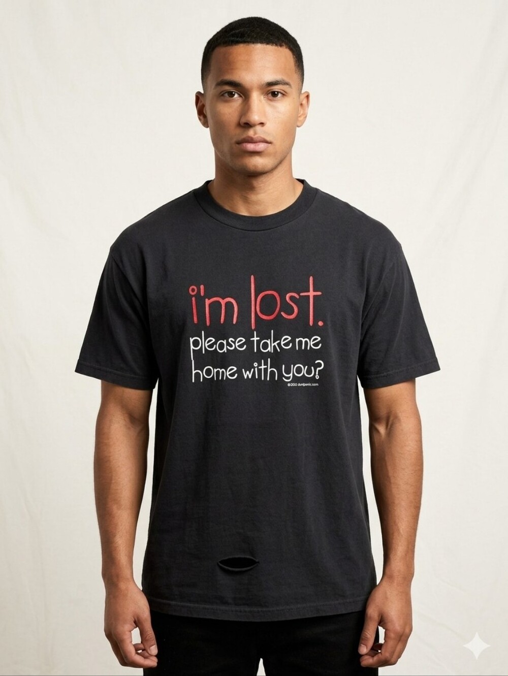 Vintage 2000 Dont Panic Graphic Tee Distressed Y2K Grunge Streetwear Large